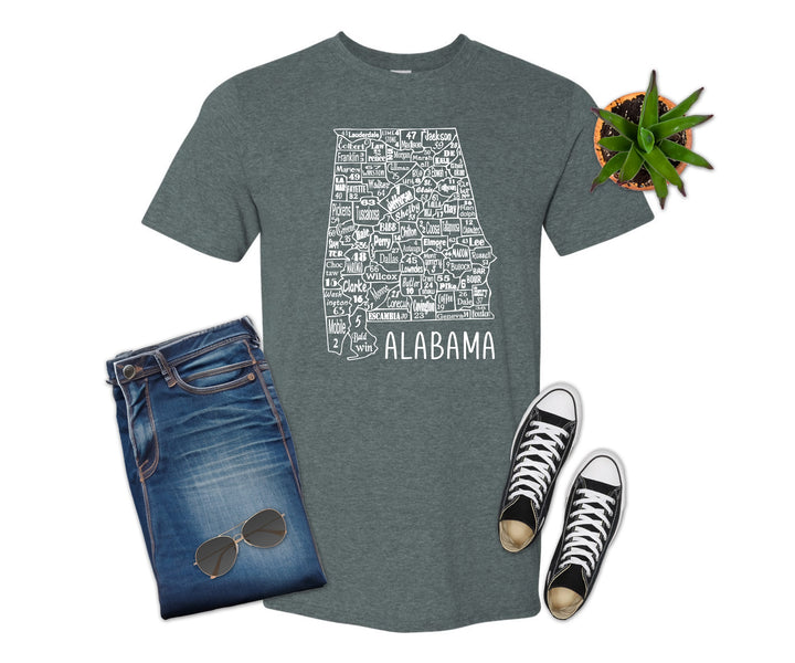 Alabama License Plate County Map Shirt