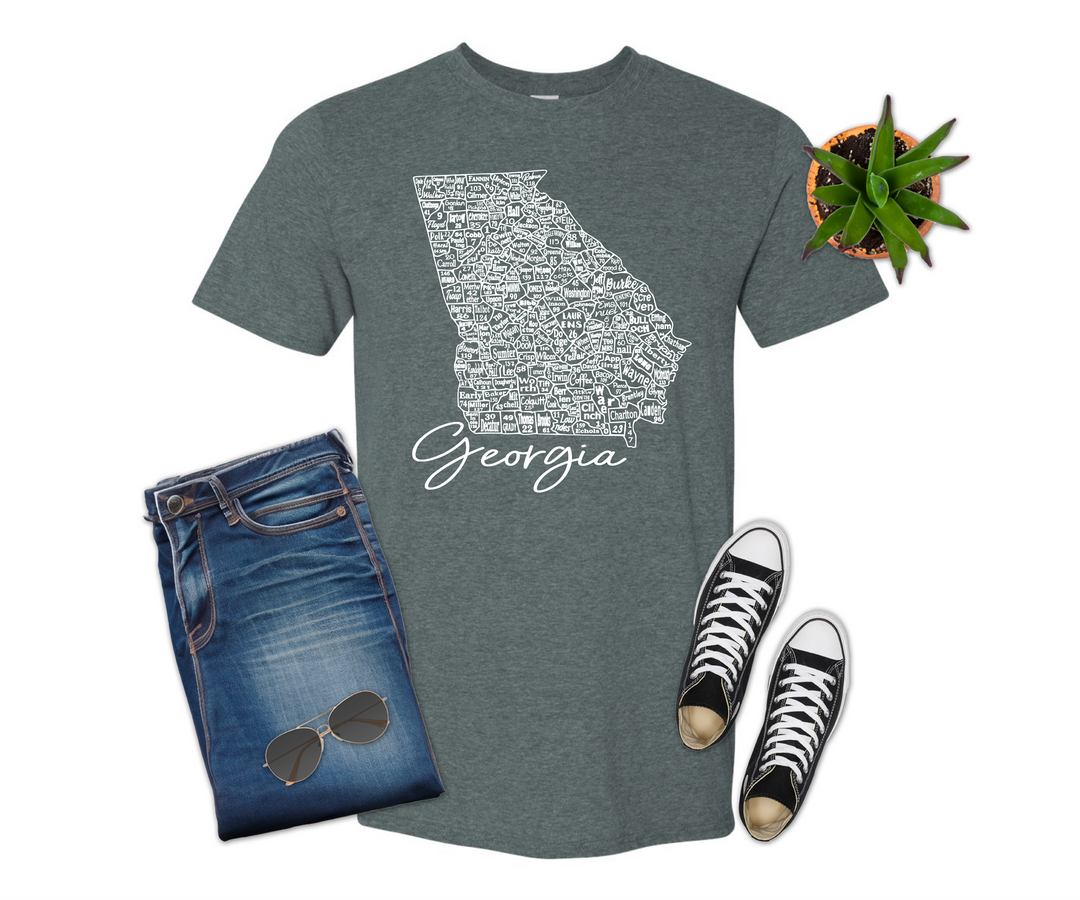 Georgia License Plate County Map Shirt