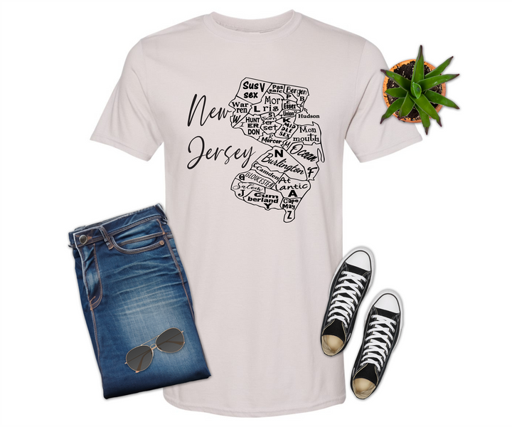 New Jersey License Plate County Map Shirt