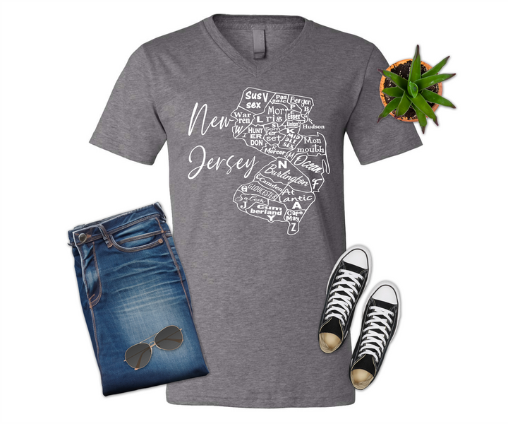 New Jersey License Plate County Map Shirt