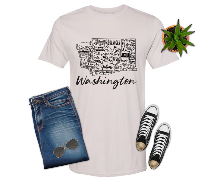 Washington License Plate County Map Shirt