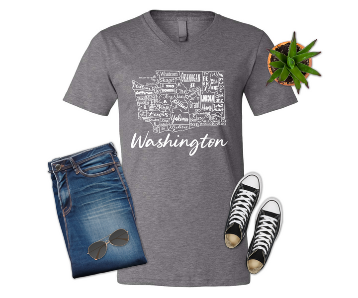 Washington License Plate County Map Shirt