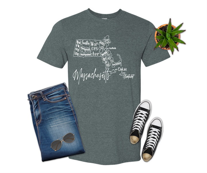 Massachusetts County Map Shirt