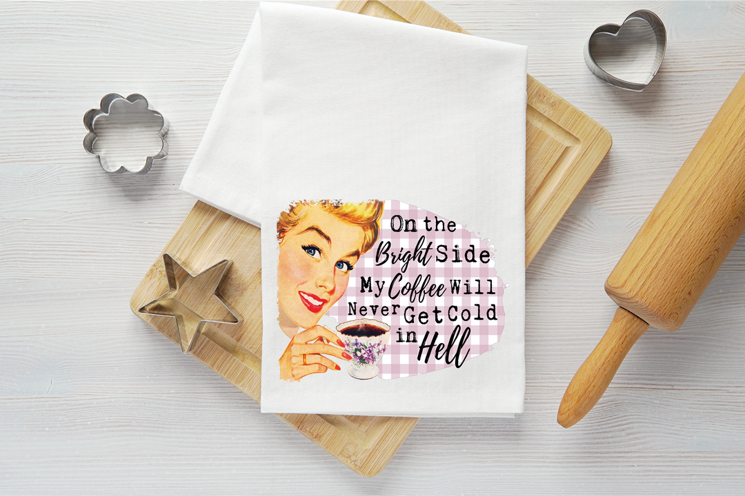 Coffee Never Cold in Hell Vintage Graphic Tea Towel