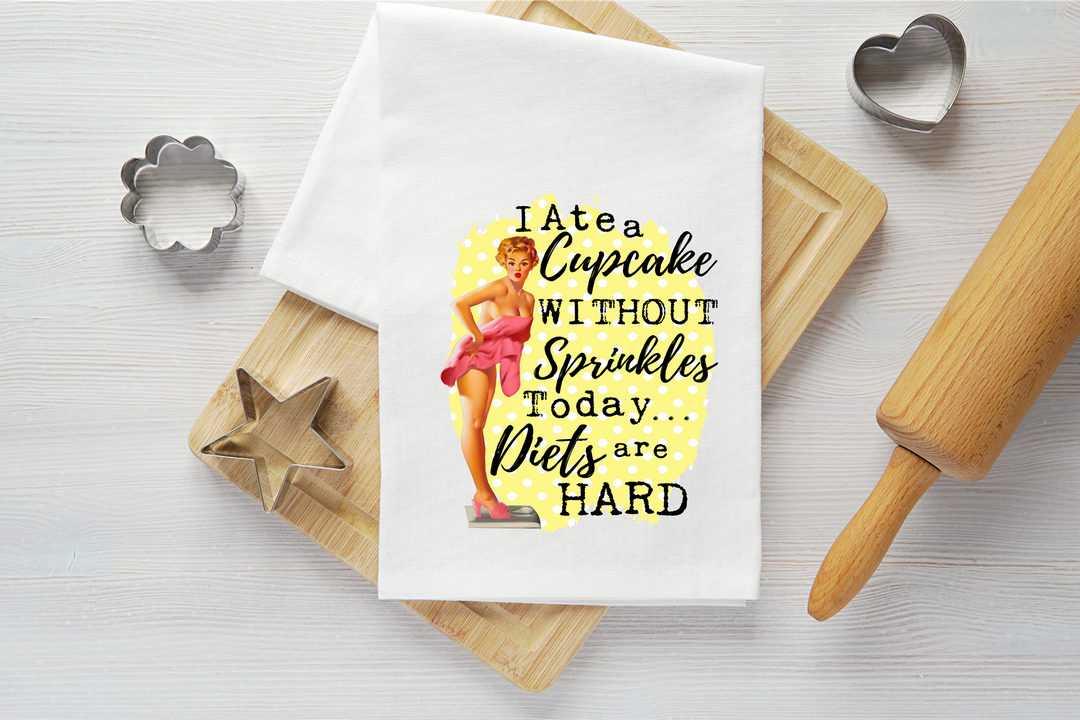 Ate Cupcakes Vintage Graphic Tea Towel