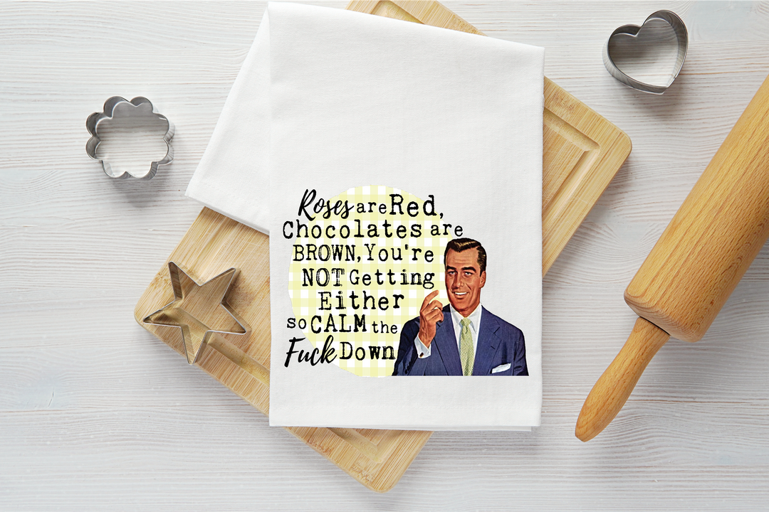 Calm the Fuck Down Vintage Graphic Tea Towel