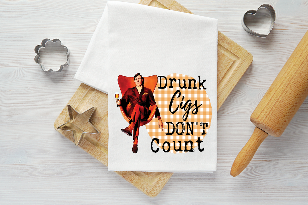 Drunk Cigs Vintage Graphic Tea Towel