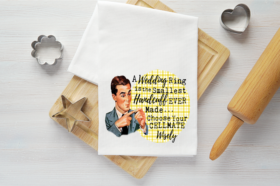 Wedding Ring Smallest Handcuff Vintage Graphic Tea Towel
