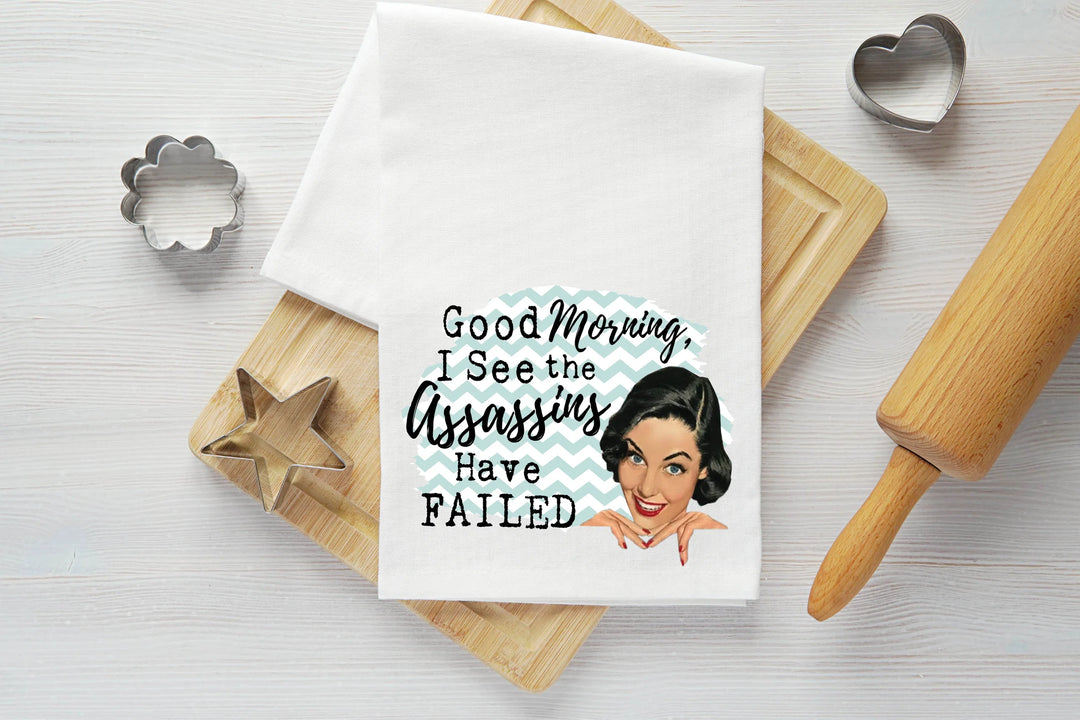 Assassins Have Failed Vintage Graphic Tea Towel