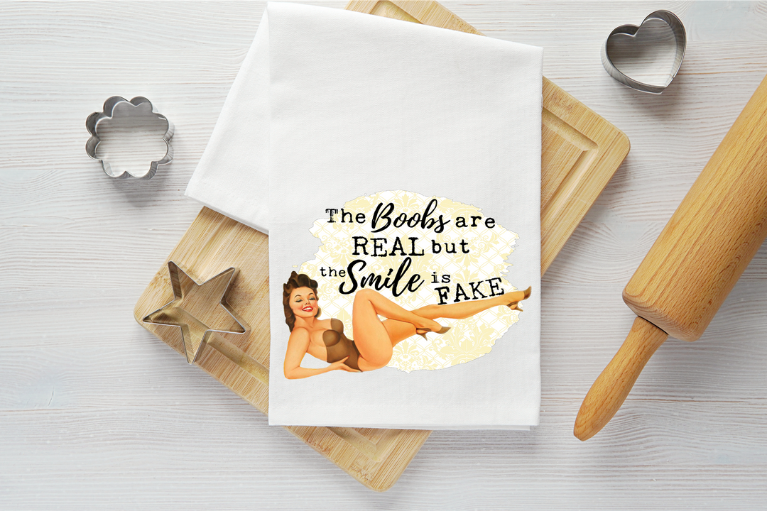 Boobs are Real Vintage Graphic Tea Towel