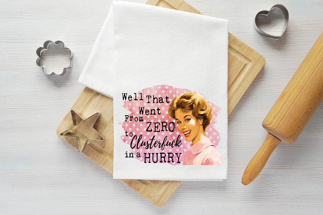 Clusterfuck Vintage Graphic Tea Towel