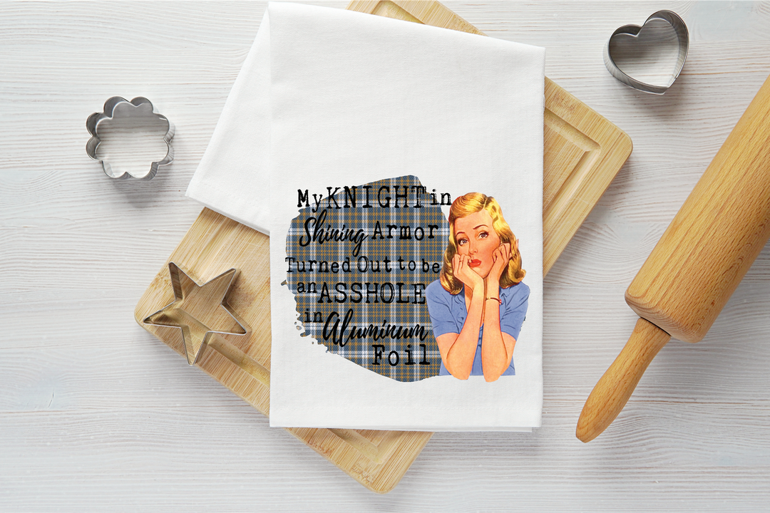 Knight in Shining Armor Vintage Graphic Tea Towel