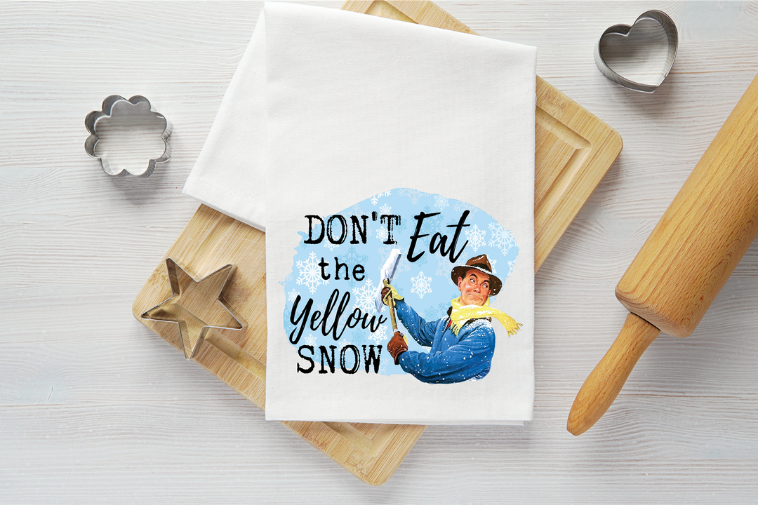 Don't Eat Yellow Snow Vintage Graphic Tea Towel