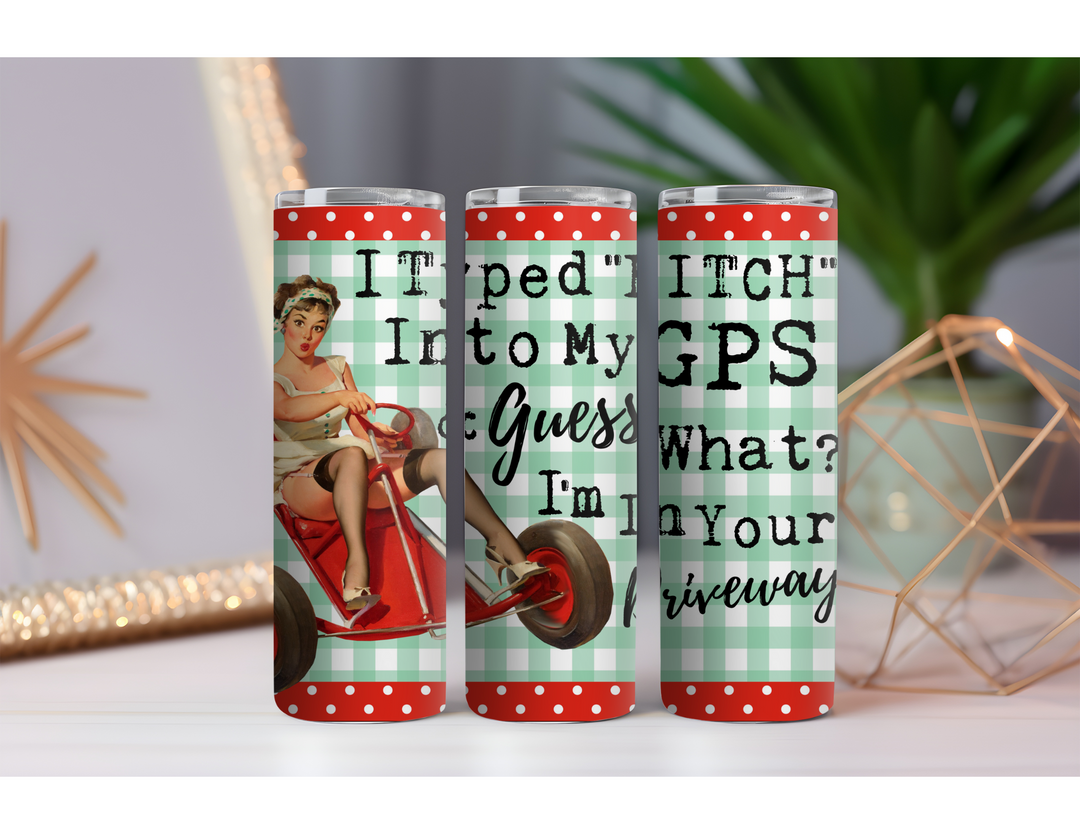Typed Bitch Into GPS 20 oz. Skinny Drink Tumbler