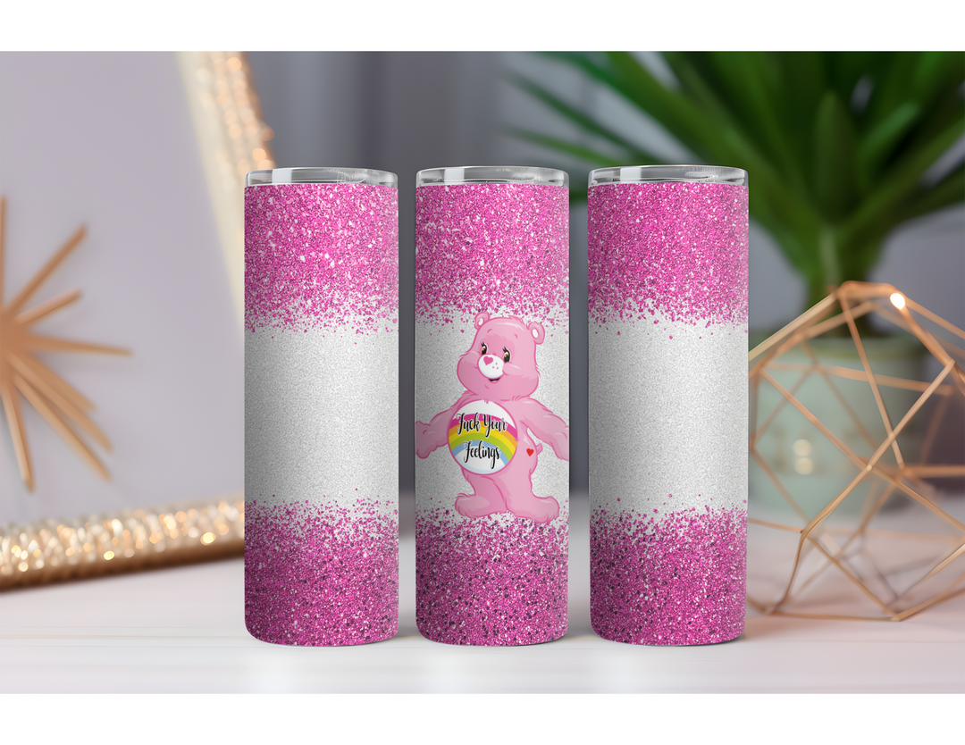Care Bear Fuck Your Feelings Out 20 oz. Drink Skinny Tumbler