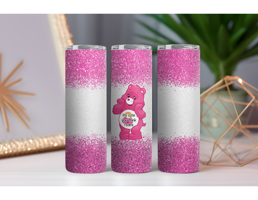 Care Bear It's Cute You Think I Care 20 oz. Drink Skinny Tumbler