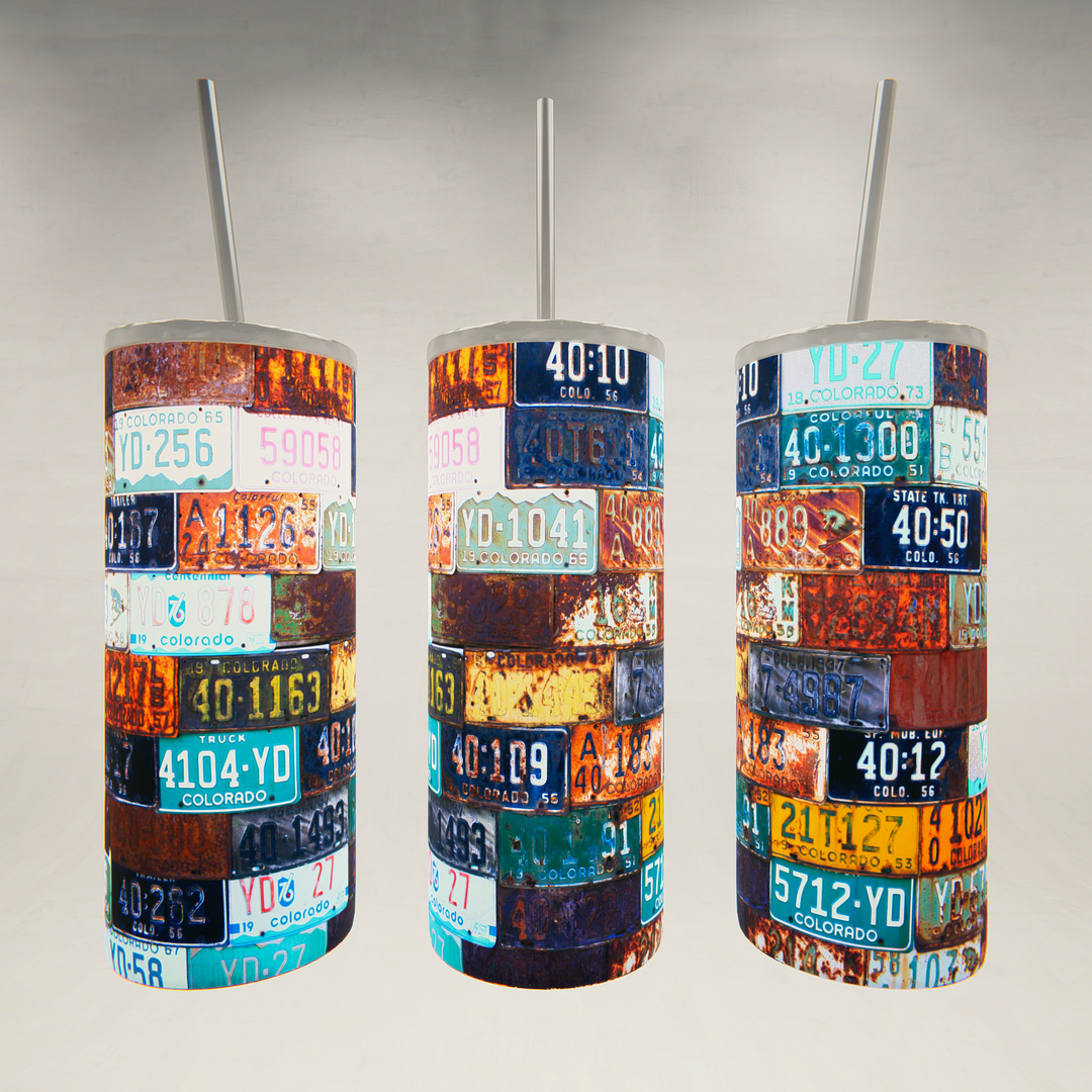 License Plate- 20 oz Skinny Tumbler
